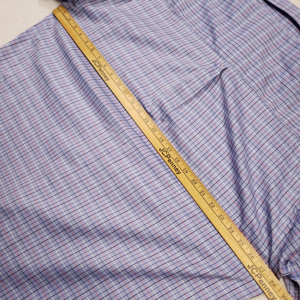 Turnbull and Asser Button Down Shirt Men XXL Blue Check Plaid Cotton England - Picture 5 of 8